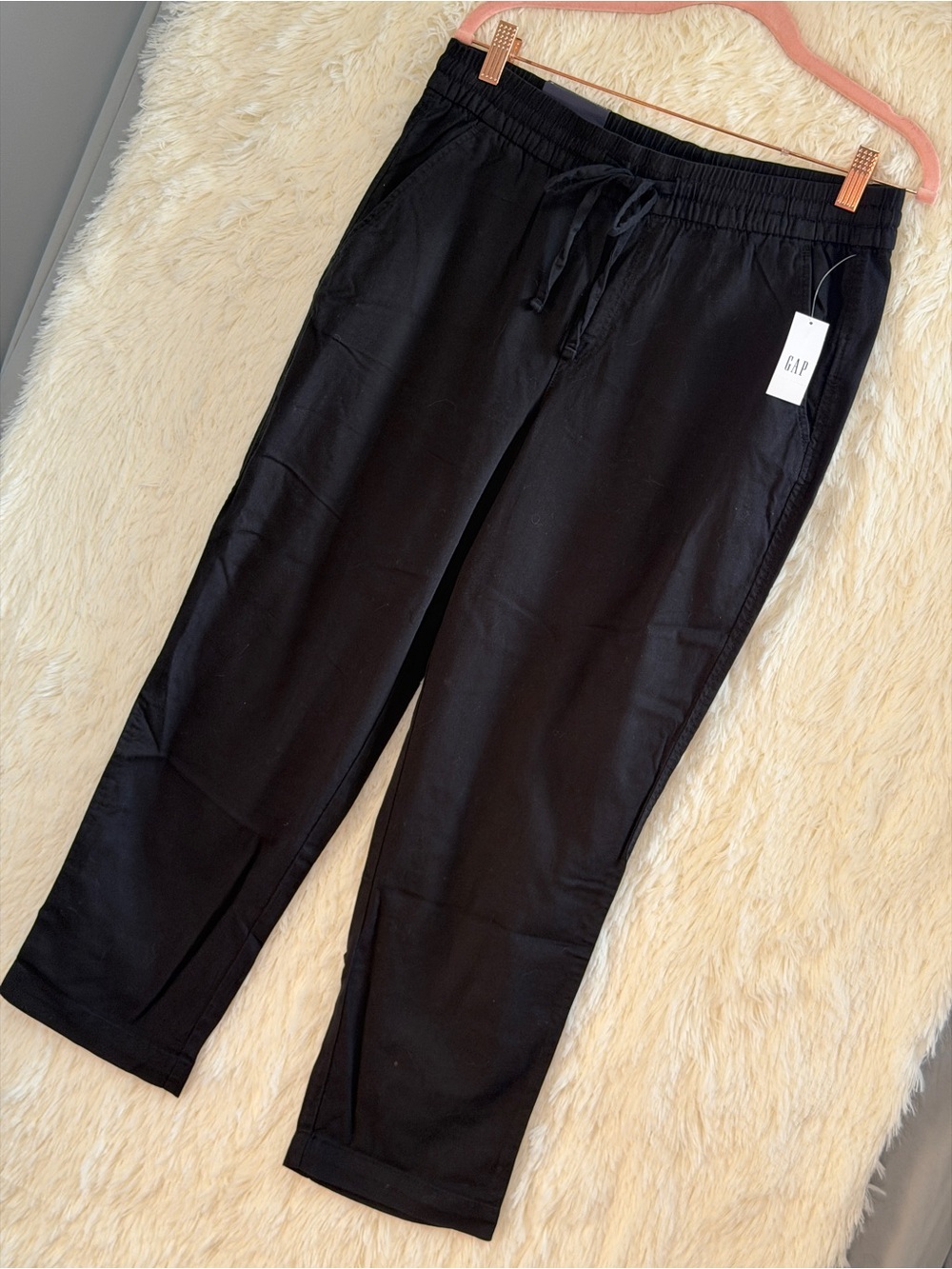 Gap Womens Boho Mid Rise Easy Pant Size M Black Tapered Leg Coastal Casual NWT - Picture 3 of 8